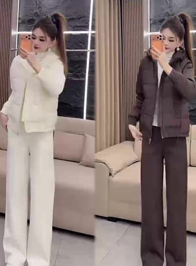 时髦洋气加棉两件套女外套+裤子
