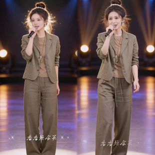 职业通勤时尚套装女2026秋季新款西服外套+阔腿裤长裤两件套装潮