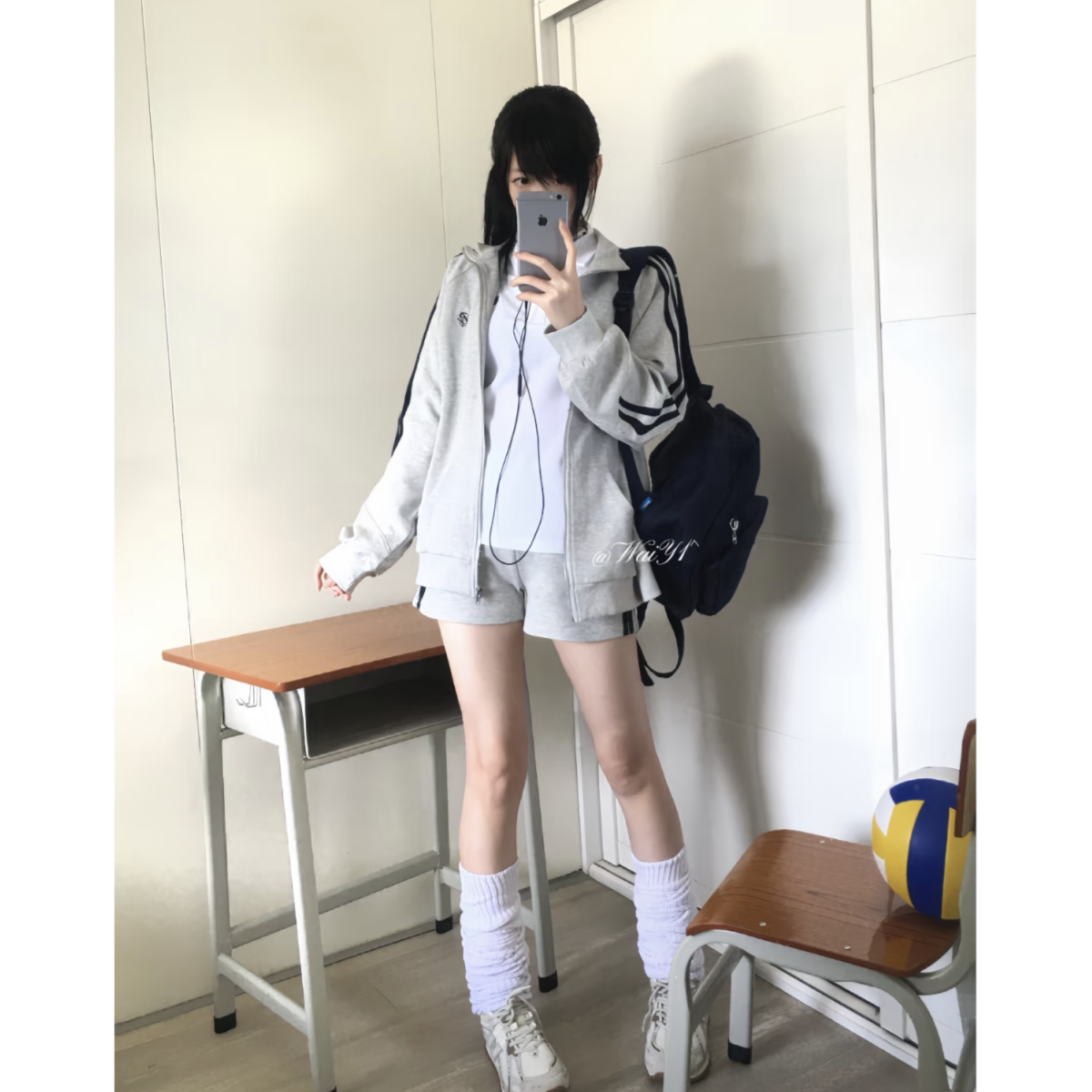 【铃音高】灰色运动服套装女春秋款日系学院风百搭校服卫衣jk制服