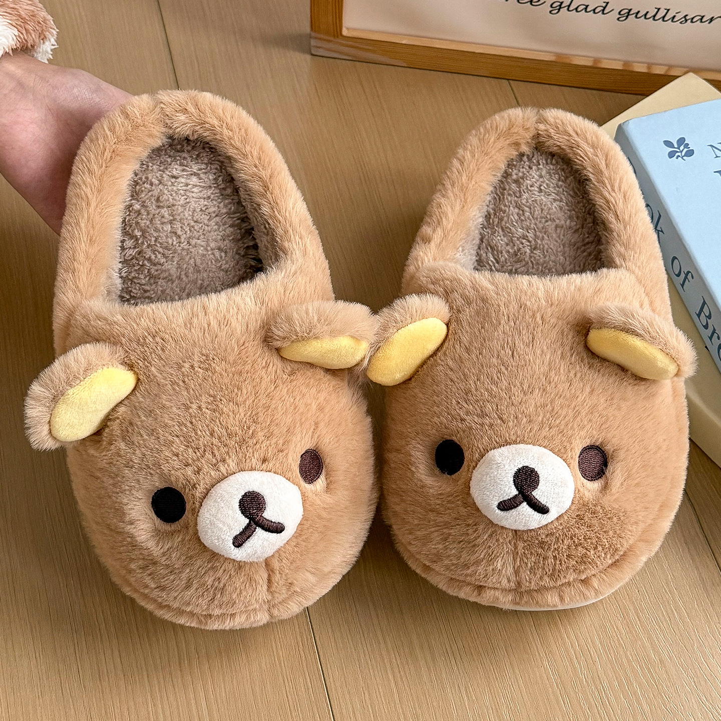 可爱小熊棉拖鞋女冬季外穿新款男女情侣防滑家居室内保暖毛绒棉鞋