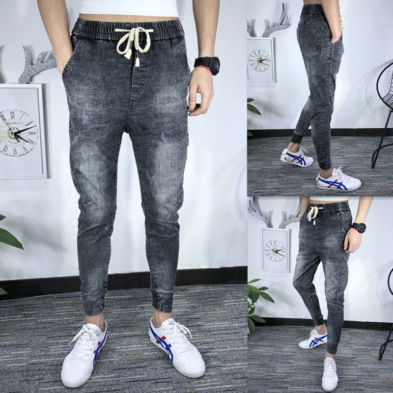 夏季社会精神小伙薄款修身牛仔裤潮男紧身束脚裤休闲小脚裤九分裤|ruв категории Мужская одежда, джинсы - от Buy2taobao.com для оказания профессиональной услуги покупки агента Taobao