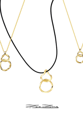 ZoeZong佐伊踪几何圆环葫芦项链女金色金属百搭设计师款