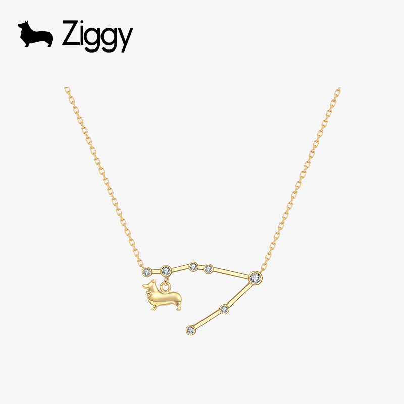 ZIGGY/芝一格 十二星座双鱼座镶钻项链 18K金时尚轻奢小众锁骨链