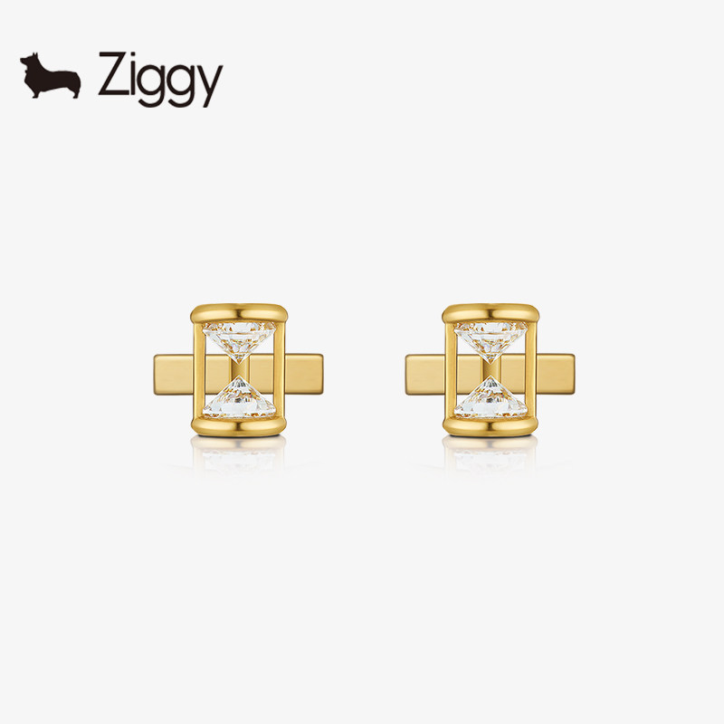ZIGGY/芝一格 凝时系列袖扣 沙漏男士袖扣 925银镀金 设计师品牌