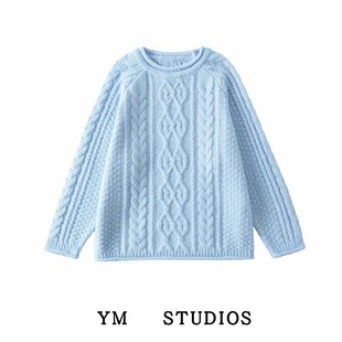 【包邮】慵懒风立体粗线麻花毛衣女宽松圆领加厚针织衫长袖线衣潮