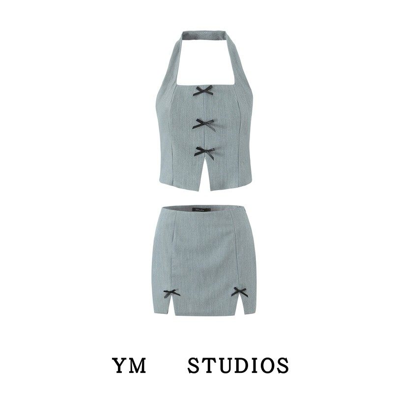 【包邮】美式辣妹风蝴蝶结挂脖吊带上衣包臀半身裙短裙辣妹两件套,女装/女士精品,时尚套装,淘宝优惠券,粉丝福利购,淘宝优惠卷