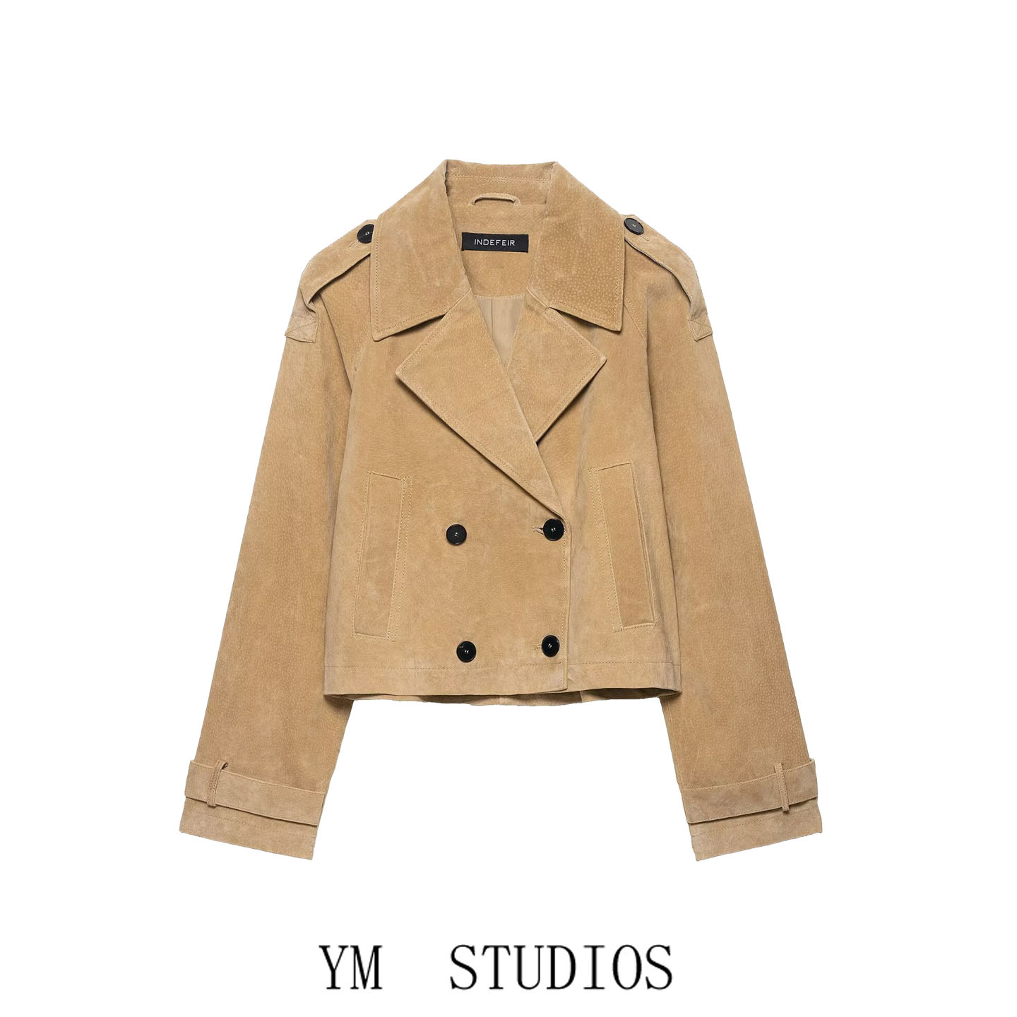 短款双排扣风衣式外套2025新品