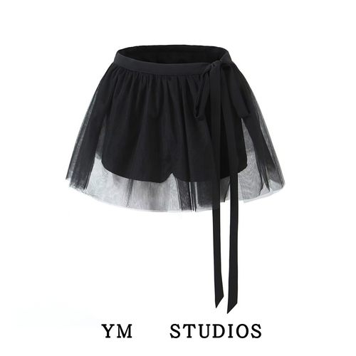 网纱拼接半身裙气质时尚A字裙