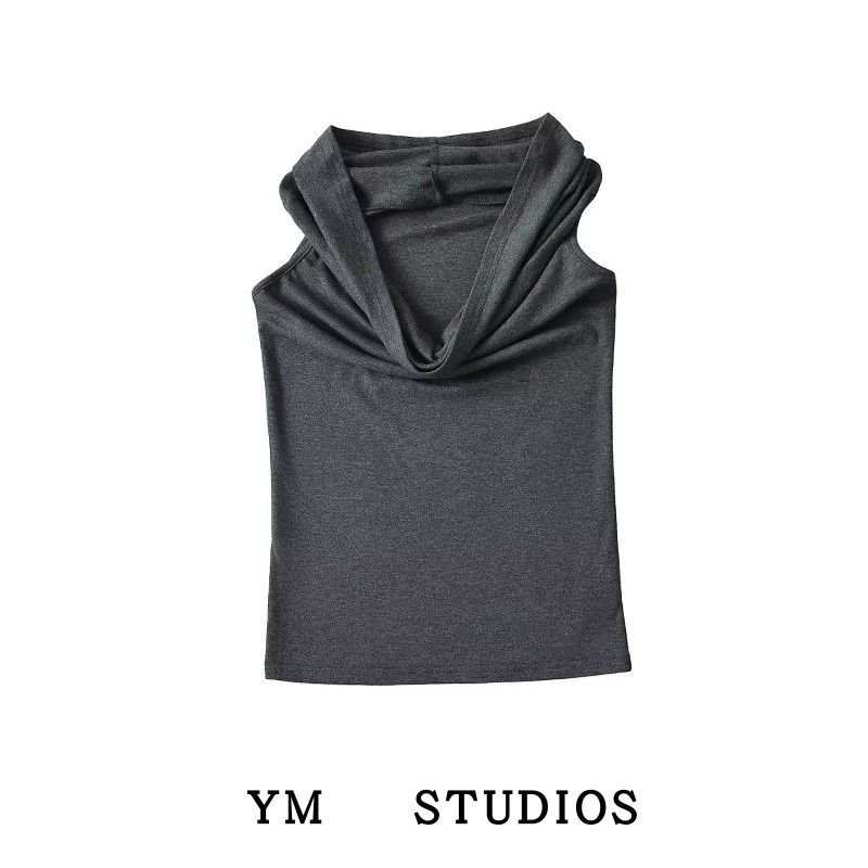 堆堆领无袖T恤校园风一字肩