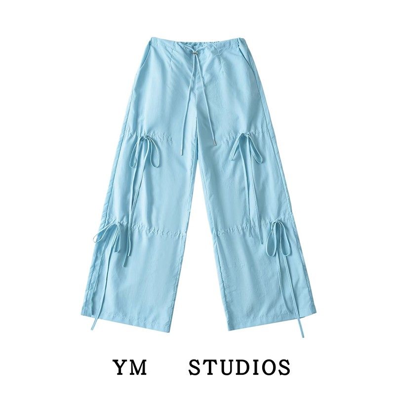 【包邮】多巴胺彩色蝴蝶结抽绳系带工装裤夏季低腰美式薄款运动裤,女装/女士精品,休闲裤,淘宝优惠券,粉丝福利购,淘宝优惠卷