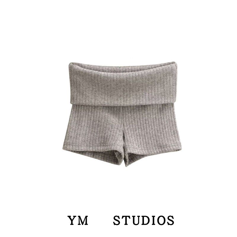 【包邮】美式ins辣妹低腰卷边翻腰针织短裤显瘦外穿打底短裤热裤