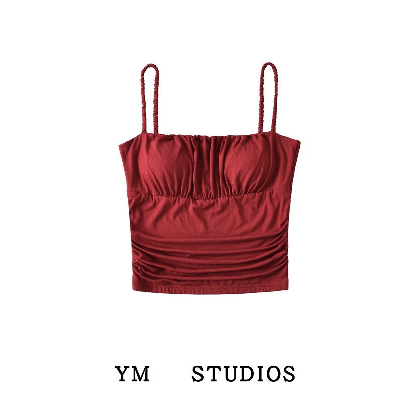 褶皱带胸垫平口显胸外穿吊带