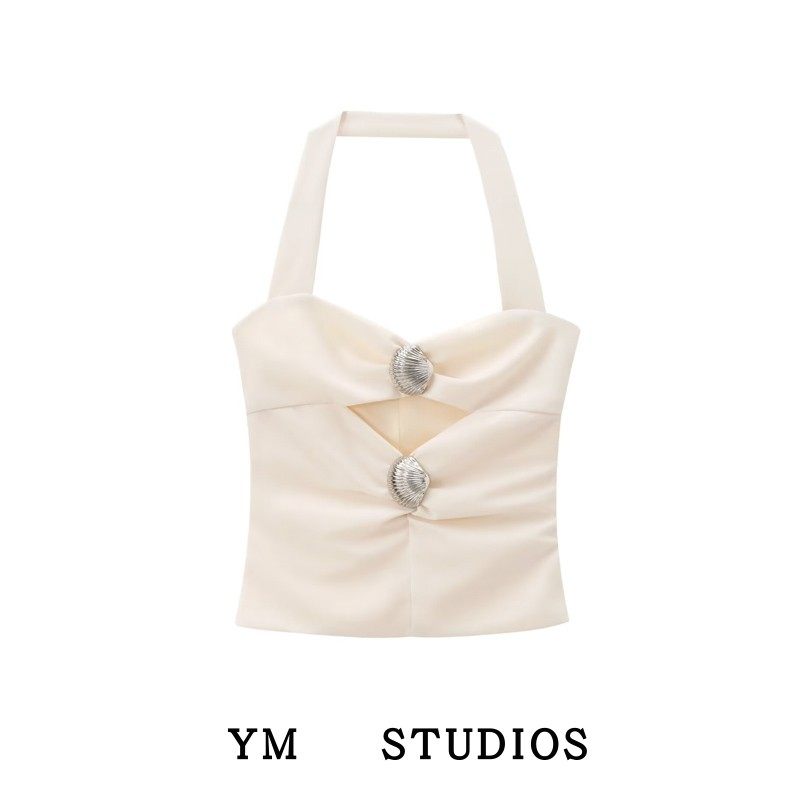 【包邮】设计感清凉夏日贝壳装饰挂脖领背心美式心机镂空沙滩吊带,女装/女士精品,背心吊带,淘宝优惠券,粉丝福利购,淘宝优惠卷