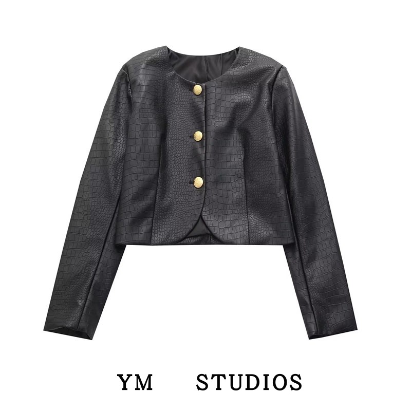 压花纹pu皮外套炫酷机车