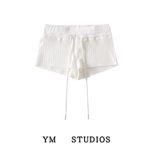 【包邮】2025夏季潮流新款低腰抽绳白色运动短裤紧身辣妹平角热裤