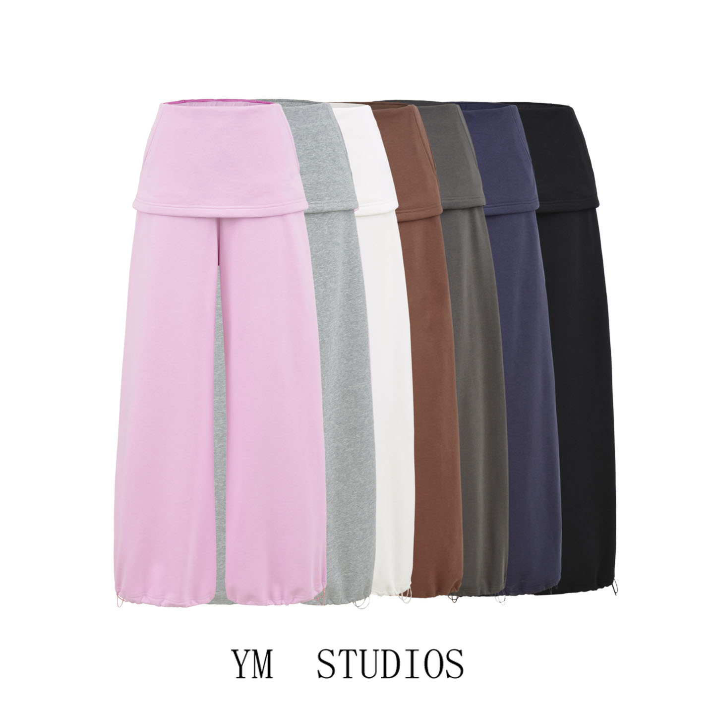 翻腰折边束脚宽松大卫裤女春