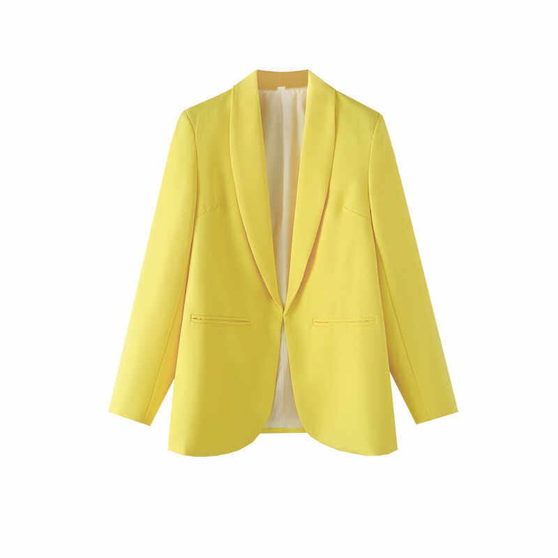 【包邮】美式基础款青果领女士西装外套女早秋新款无扣休闲职业装