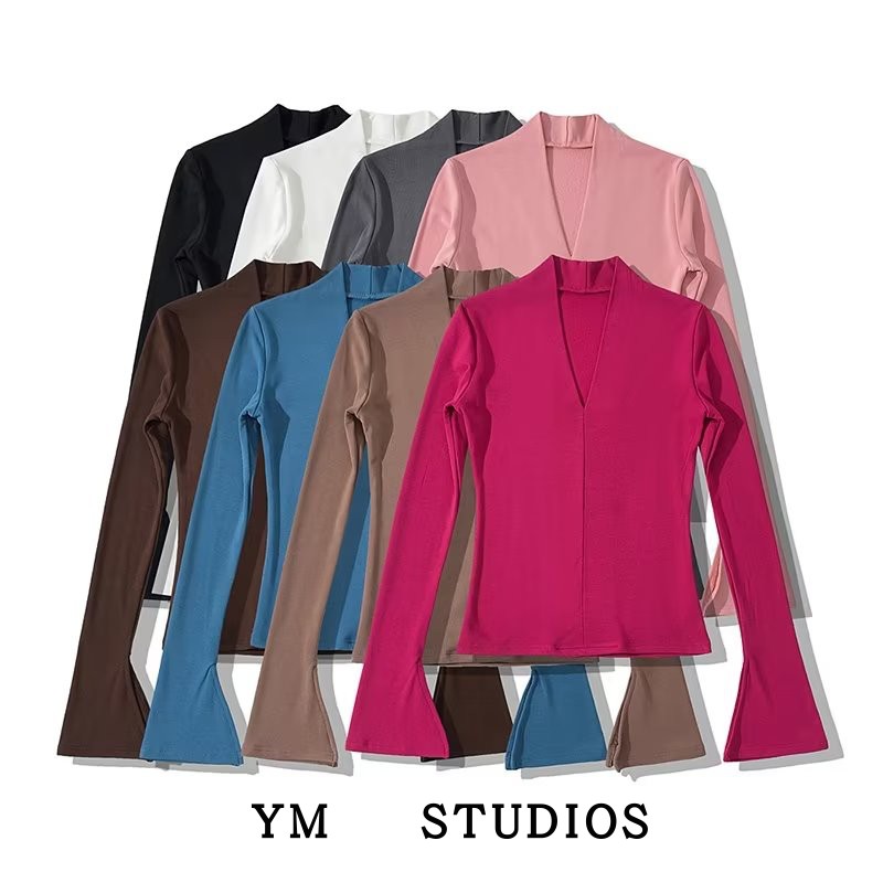 抓绒修身短款针织衫毛衣弹力