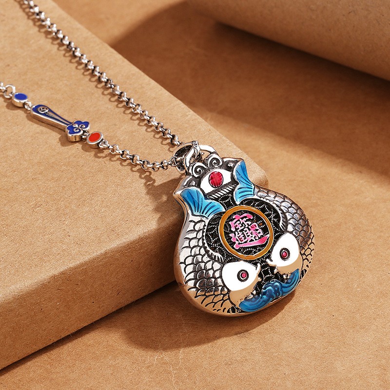 道家上岸双鱼锦鲤福袋项链