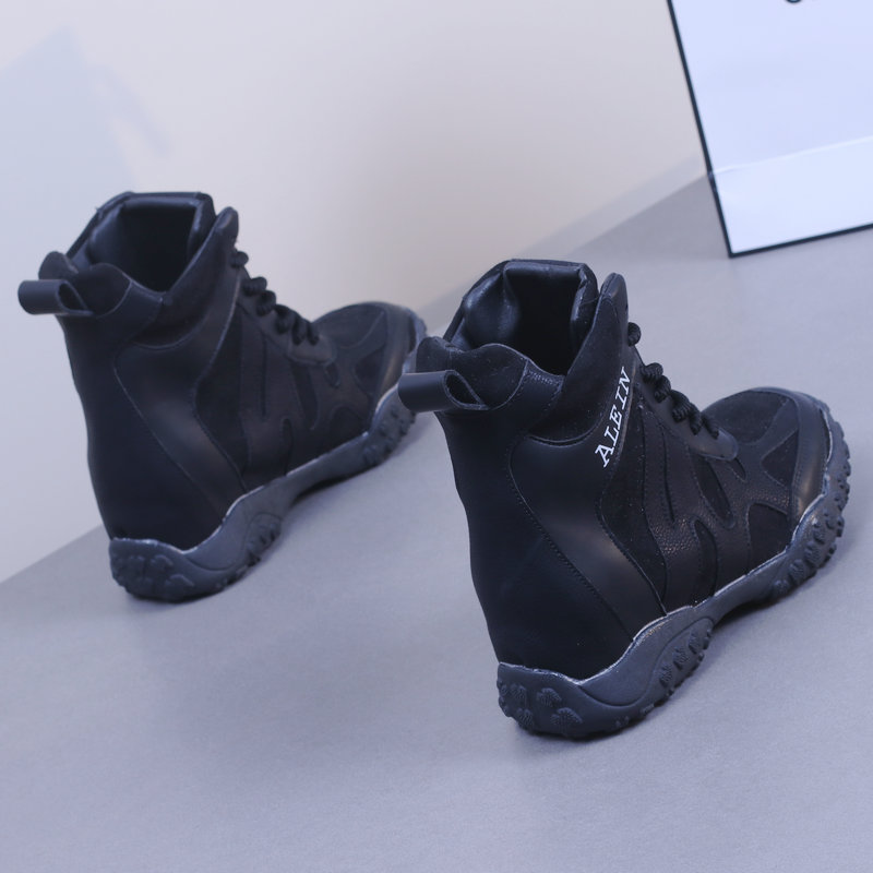 复古黑色厚底德训鞋女2025秋冬加棉保暖新款百搭休闲内增高运动鞋