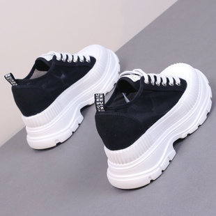 小白鞋女2025新款夏镂空网面内增高8cm厚底配裙子百搭透气休闲鞋