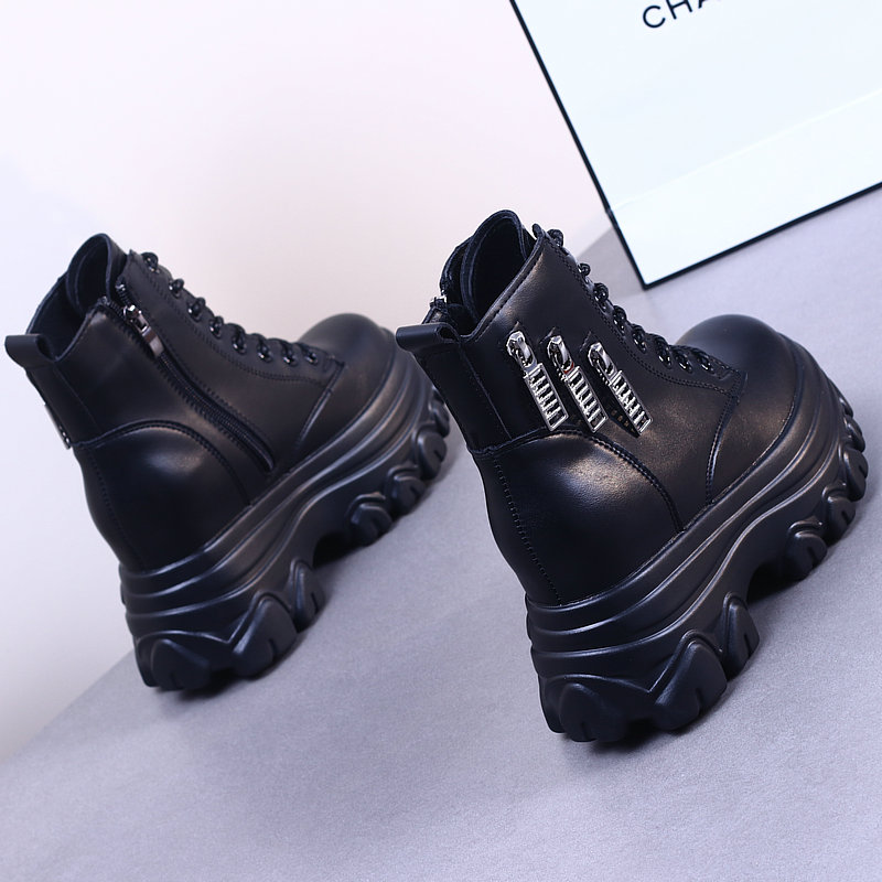 内增高厚底马丁靴小个子保暖短靴