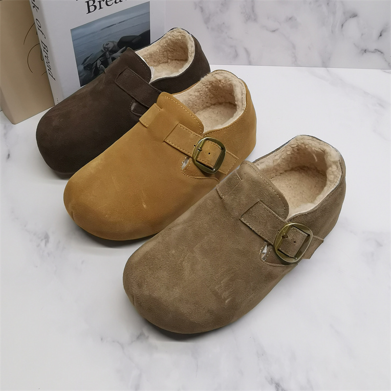 真皮真毛勃肯鞋羊毛磨砂皮2025新款断码处理女鞋舒适休闲加绒棉鞋