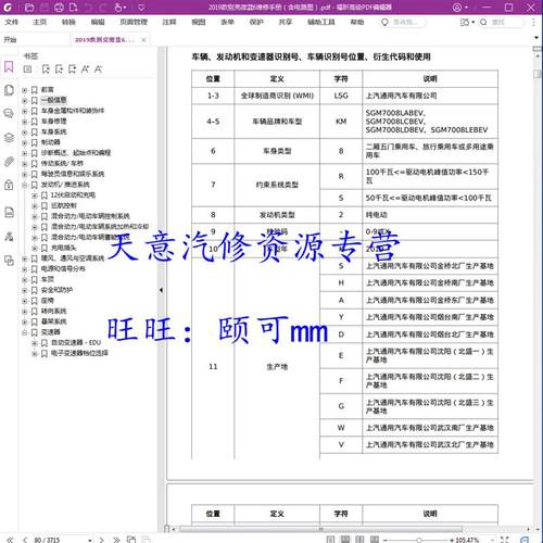 2019 年款 别克微蓝6维修手册电路图 VELITE6 纯电动汽车资料