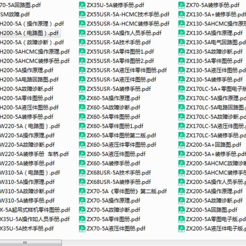 日立挖掘机电路液压图维修资料新款5A/5B/5G维修装修手册零件手册