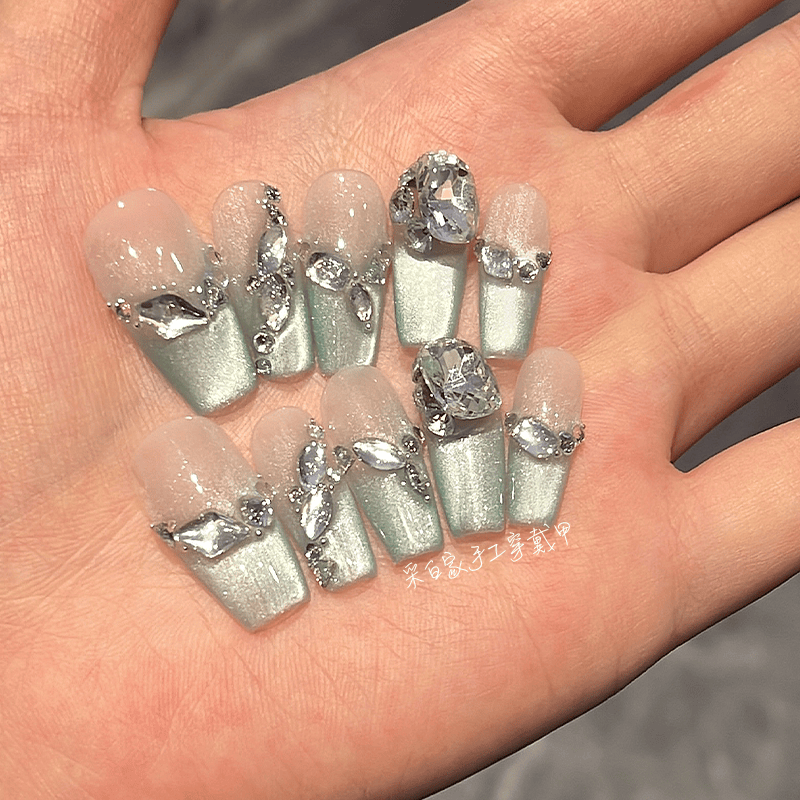 【薄荷星光】薄荷绿猫眼穿戴甲