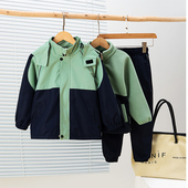 幼儿园园服秋冬冲锋衣三件套男女童防风保暖户外套装 一年级班服