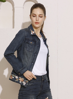 断码特价清仓赛典专柜同款春秋牛仔长袖外套西服领立领 夹棉 加厚