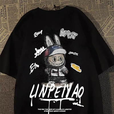 复古潮牌短袖t恤男女夏季纯棉