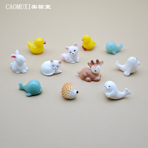 微缩小号 仿真动物模型兔子小黄鸭鸡狐狸刺猬 手办玩偶微景观摆件