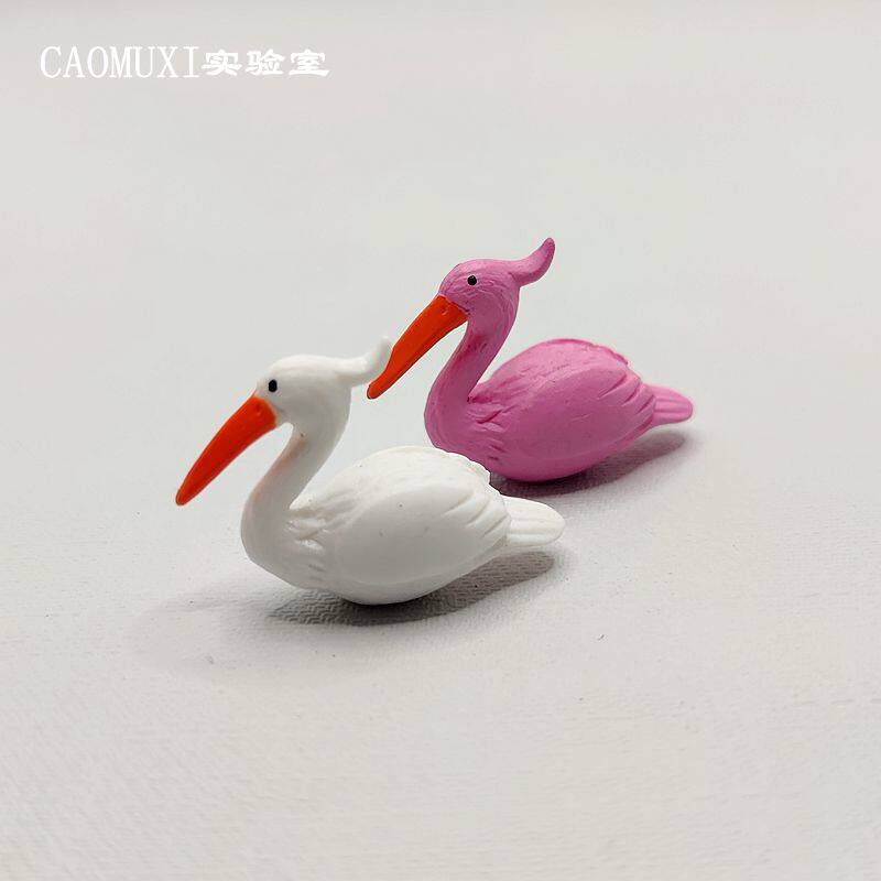 卡通q版 小号火烈鸟 仙鹤鸟动物模型 塑料手办玩偶微观世界小摆件