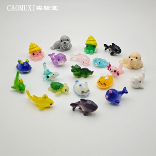 仿真树脂小动物 微景观摆件水族造景迷你小鲨鱼海兔海豚鳄鱼乌龟