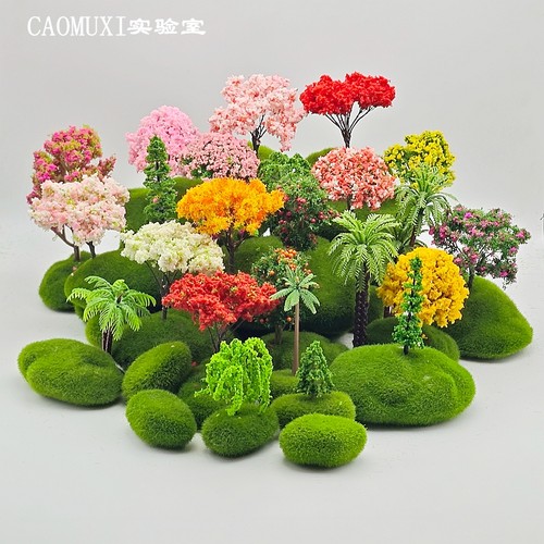 微景观摆件迷你仿真樱花树松树柳树椰树模型 盆栽装饰DIY趣味造景