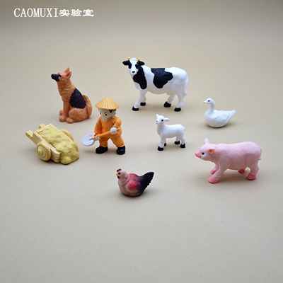 微景观田园农场仿真小动物牛羊猪鸭子家禽模型树脂桌面造景装饰品