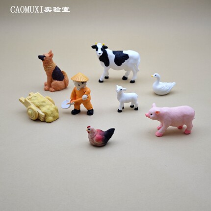 微景观田园农场仿真小动物牛羊猪鸭子家禽模型树脂桌面造景装饰品