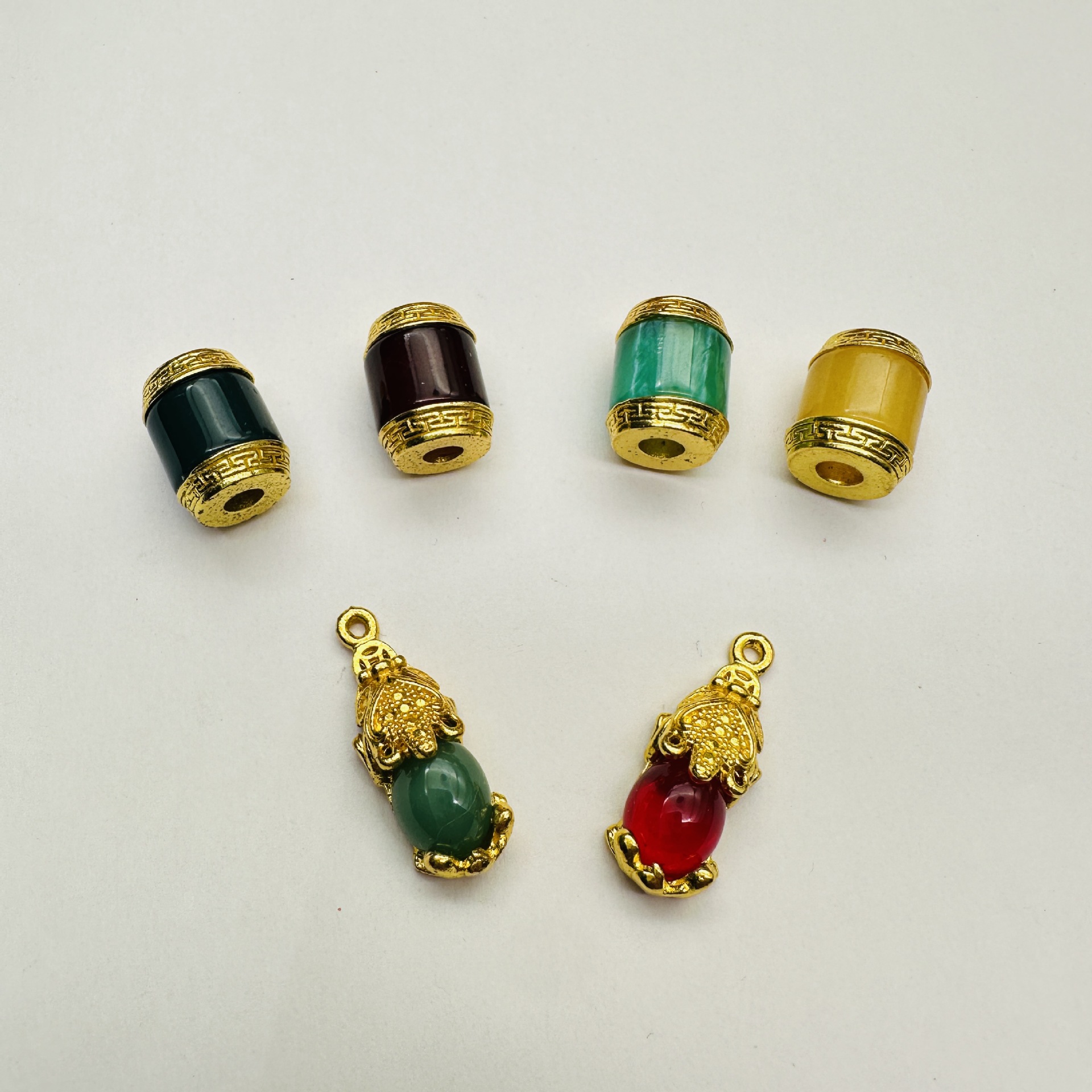 买一送一复古中国风合金diy福字转运珠玉兔貔貅平安锁花生手挂件