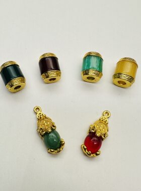 买一送一复古中国风合金diy福字转运珠玉兔貔貅平安锁花生手挂件