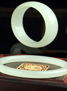 外蒙料青白玉手镯羊脂白圆条玉镯细圆美人镯摔不断外蒙料手镯工厂