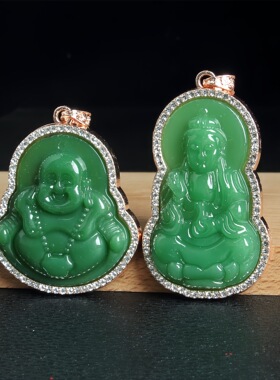 绿玉观音佛项链中式白玉观音佛自生链十元地摊景区货源