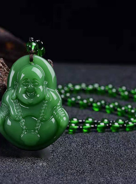 仿碧玉观音佛项链绿玉玉石毛衣链男女款江湖地摊直播礼品赠送热销