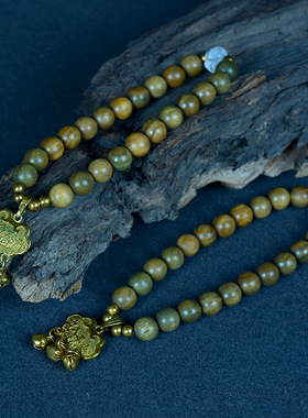 阿根廷绿檀民族风平安锁款个性长命锁配饰款手串女生檀香木手链