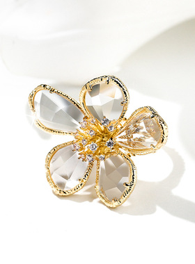 欧美个性夸张水晶花朵戒指女气质韩国时尚开口指环网红食指戒子潮