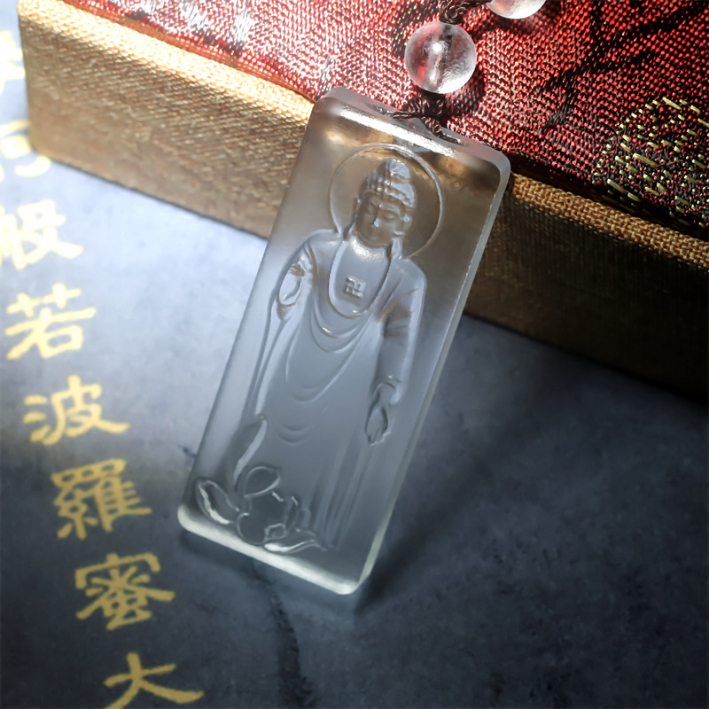 琉璃佛像吊坠 莲花接引佛吊坠 配男女士8mm琉璃珠毛衣链项链挂件