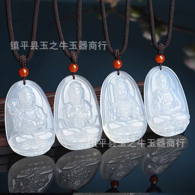 玉髓玛瑙八大守护神吊坠本命佛玉石12生肖玉挂件中式春节礼品