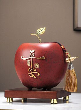 中古风玄关隔断柜苹果摆件平安如意桌面高档轻奢客厅酒柜装饰品搬