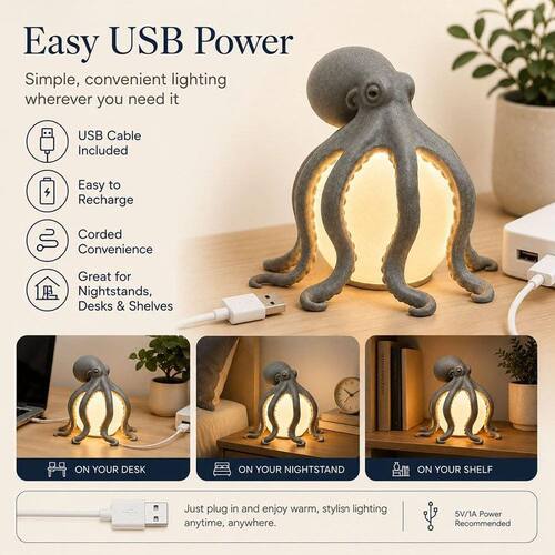 跨境爆品 Octopus Ocean Table Lamp 章鱼海洋装饰台灯树脂工艺品